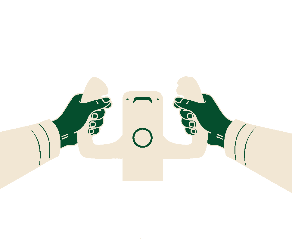 An illustration of two hands resting on an aircraft control yoke